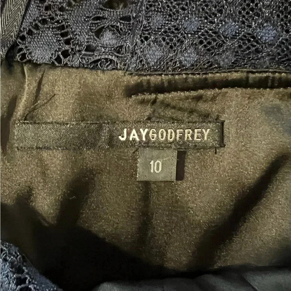 Jay Godfrey Ruffle Lace Dress black and dark blue size 10 excellent condtion - Picture 12 of 14